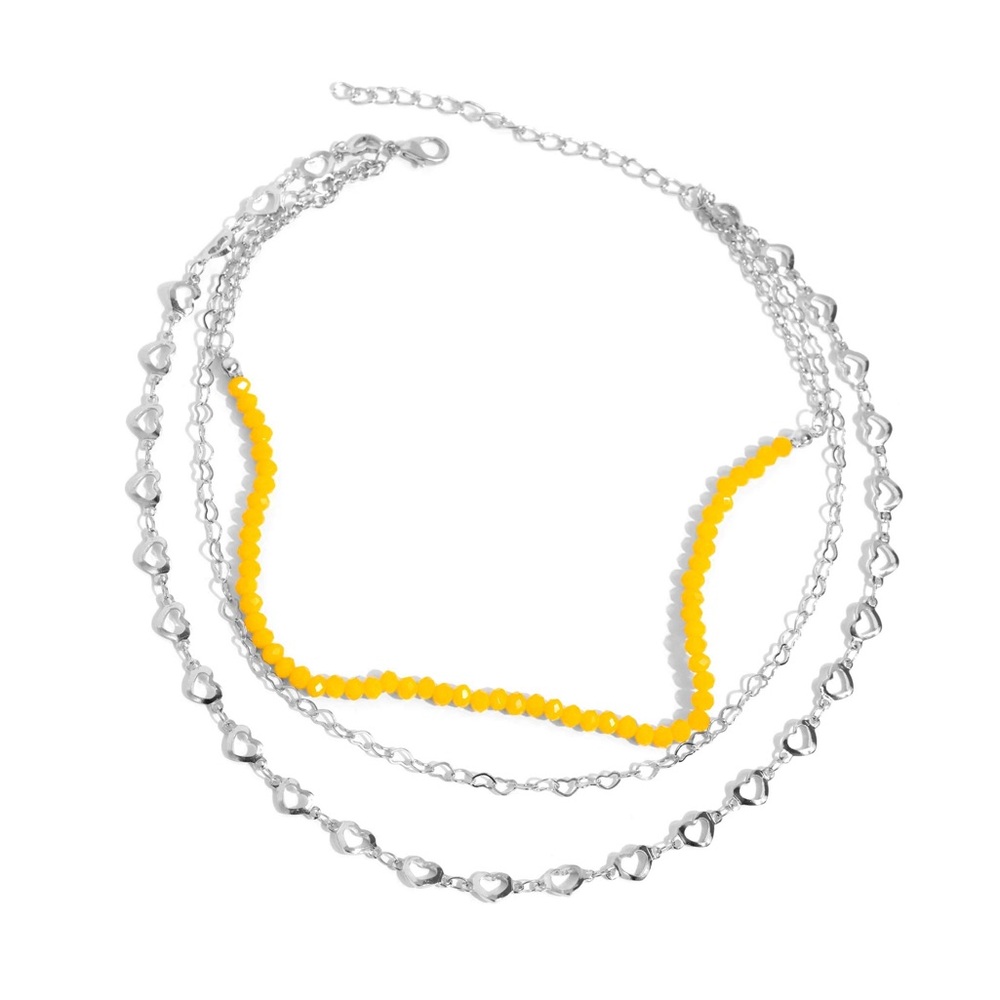 Elegant Silver and Yellow Necklace Set